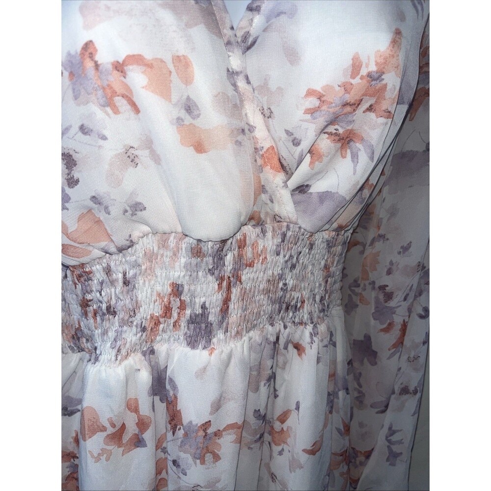 Area Stars Women’s Sateen Floral Dress Size M Chiffon Boho Feminine Coquette - Picture 4 of 10